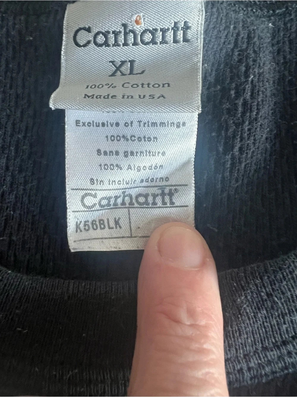 Vtg Carhartt Thermal Base Layer Shirt Long Johns K56 Men XL Black Winter Outdoor